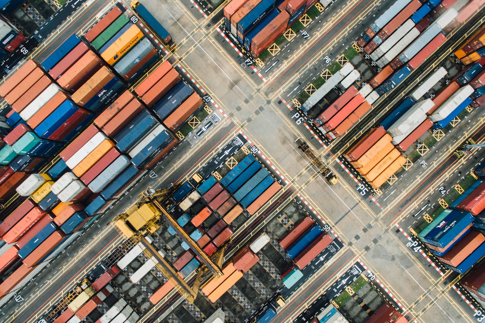 Container port aerial view